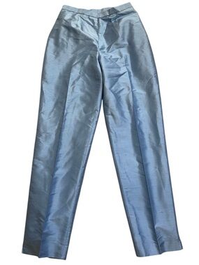Jones New York Country Light Blue High Waisted Straight-Leg Silk Pants